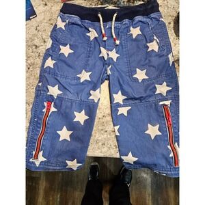 Mini Boden Boys Blue Star Print Shorts Red Zipper Accents Size 10Y 140cm